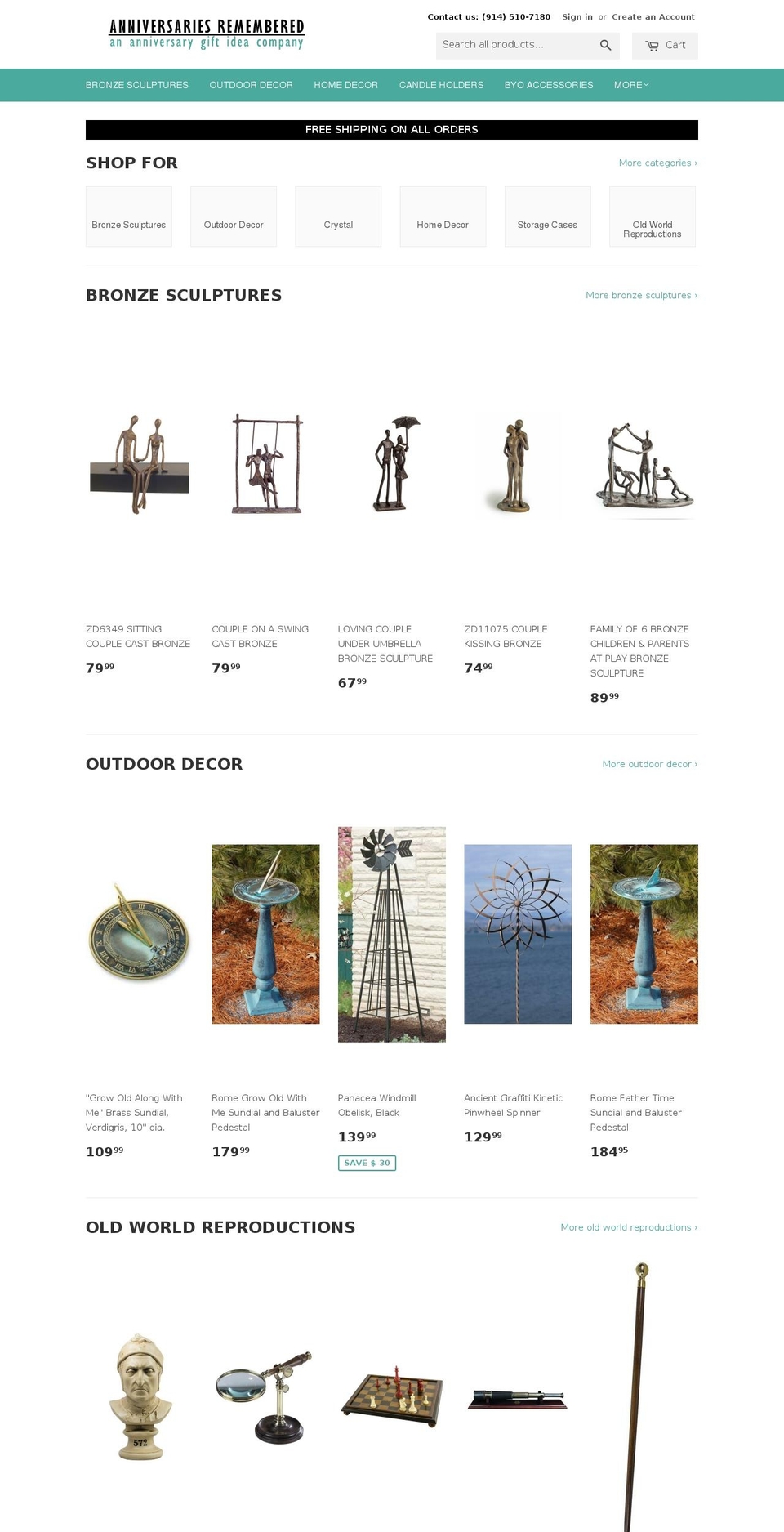 anniversariesremembered.com shopify website screenshot