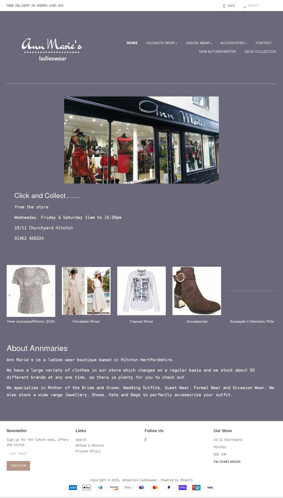 annmariesladieswear.com shopify website screenshot