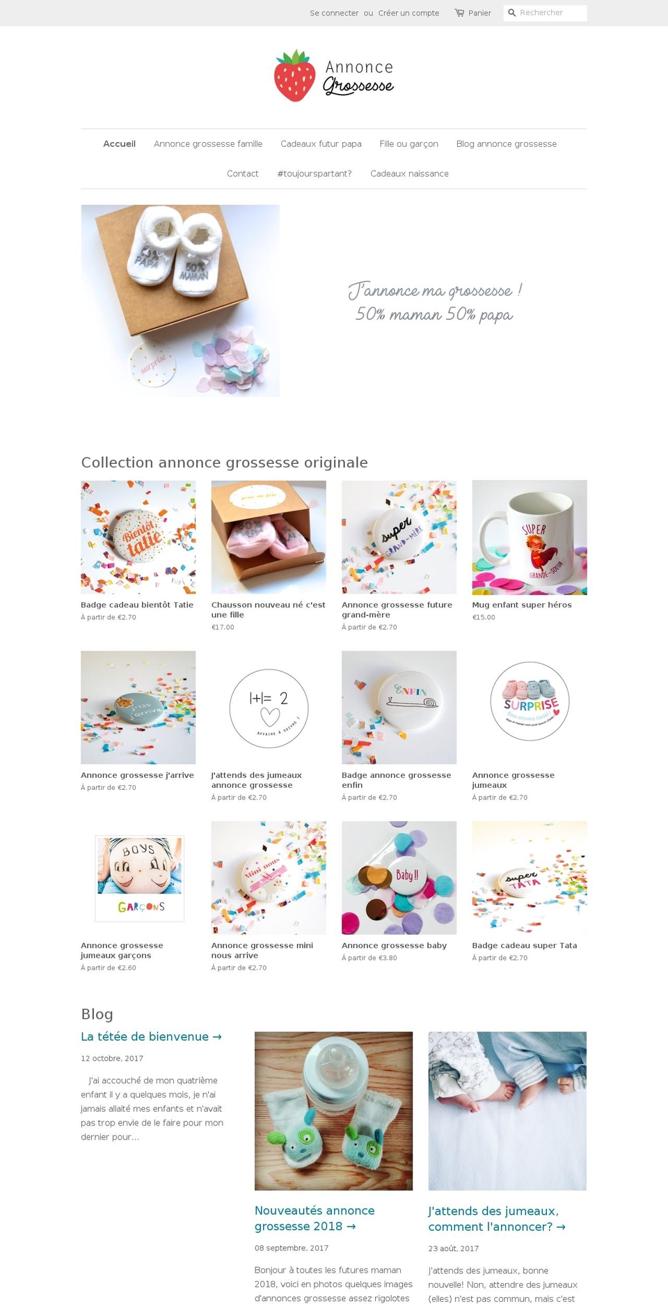 annoncegrossesse.com shopify website screenshot