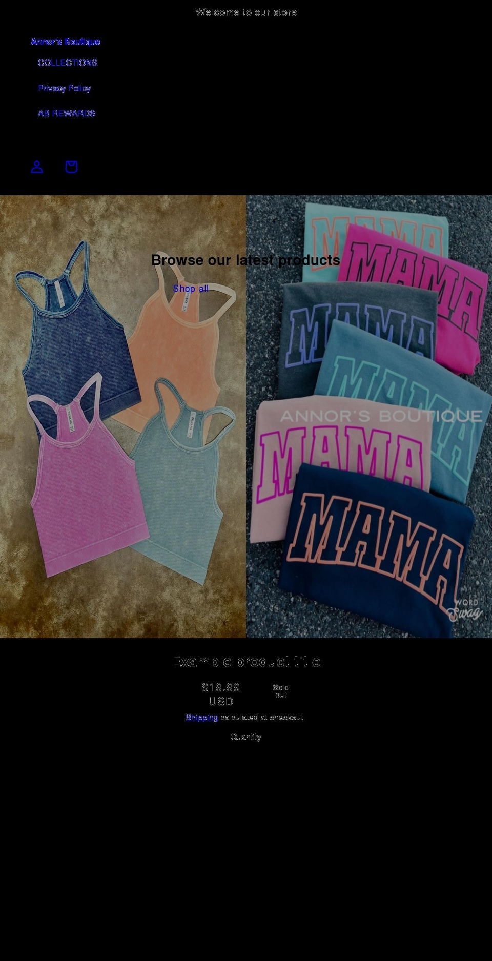 annorsboutique.com shopify website screenshot