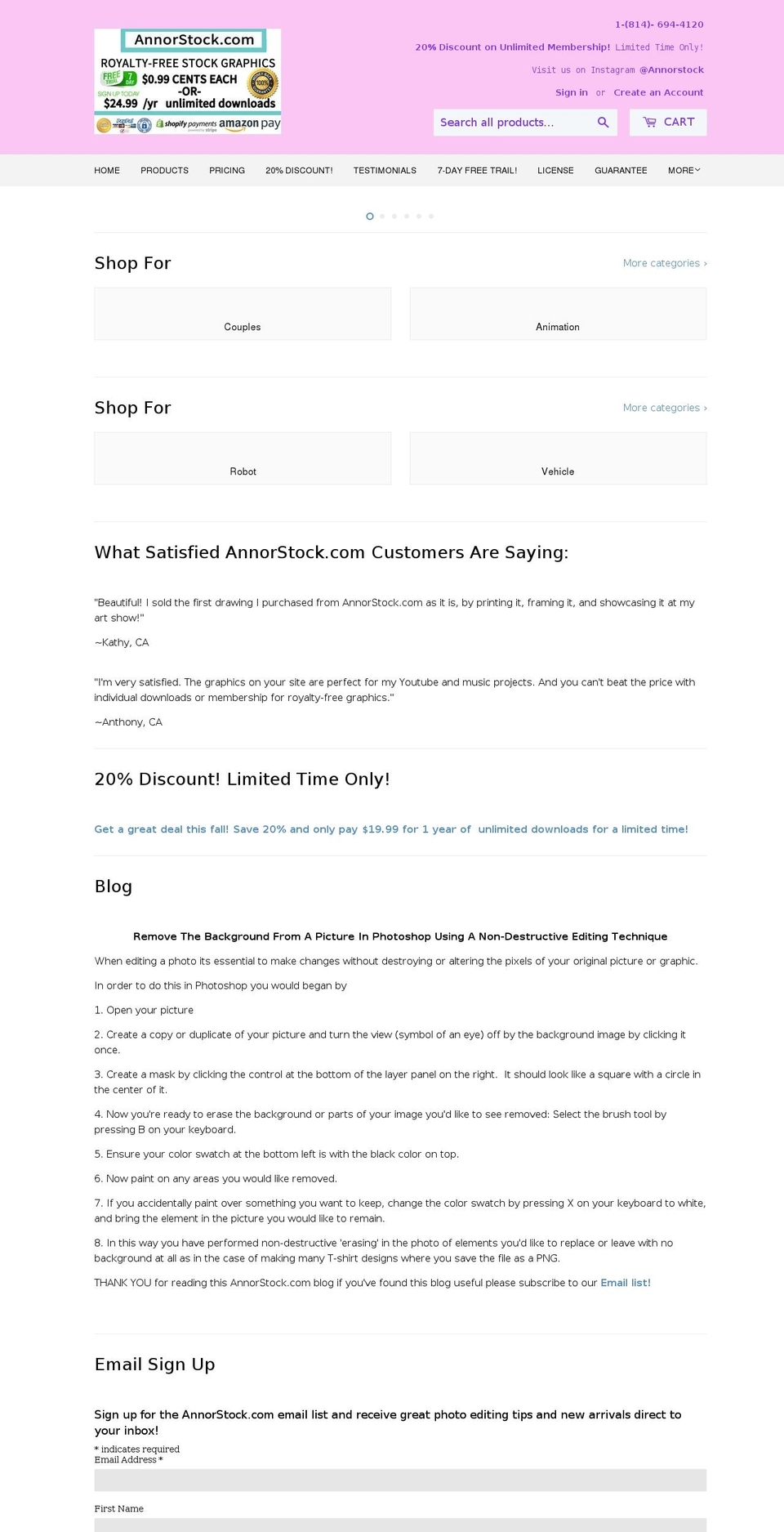 annorstock.com — Shopify storefront screenshot
