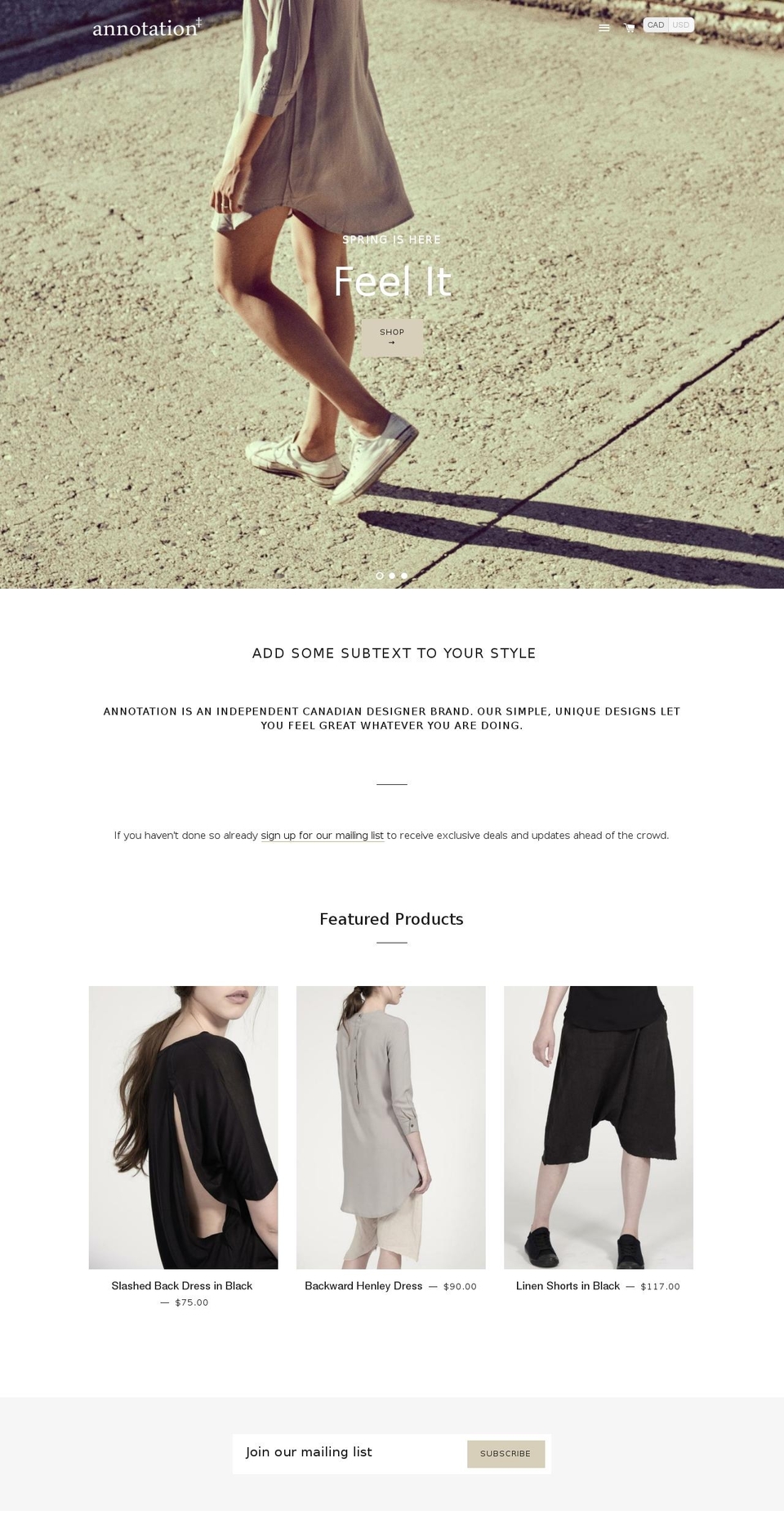 Brooklyn Shopify theme site example annotationclothing.com