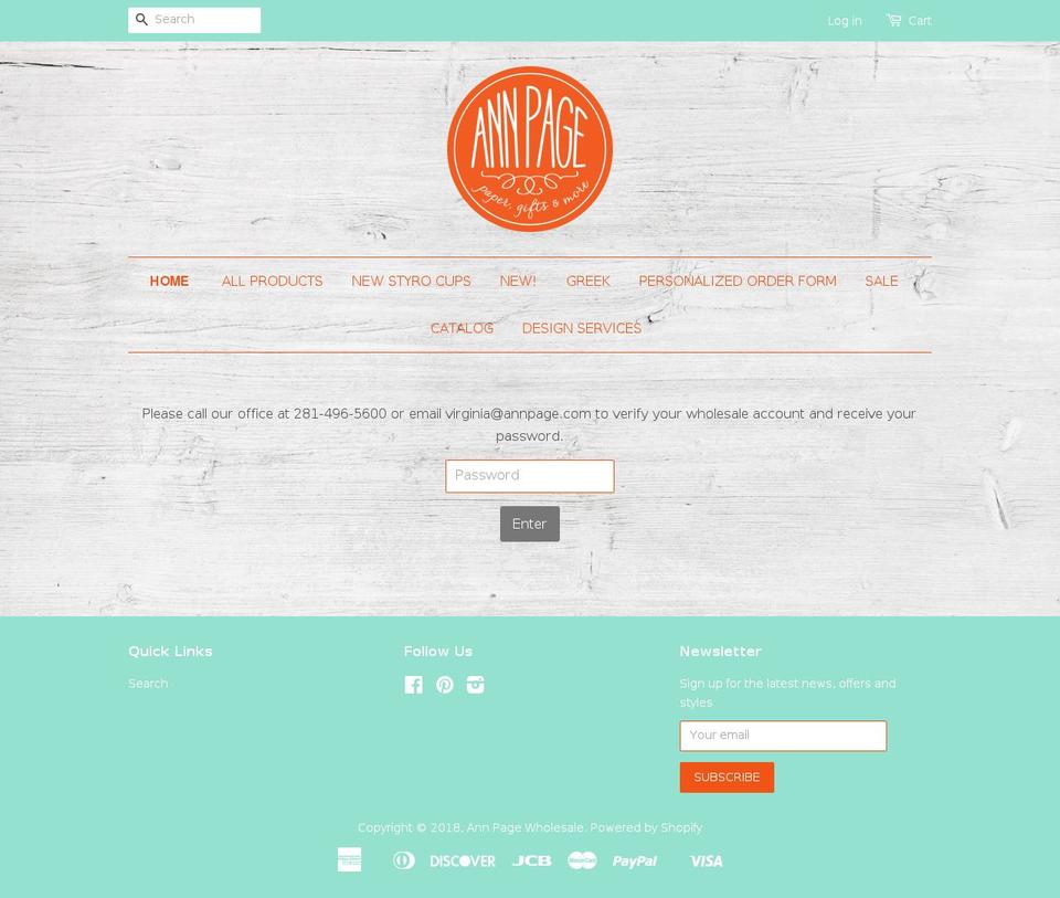 annpagewholesale.com — Shopify storefront screenshot