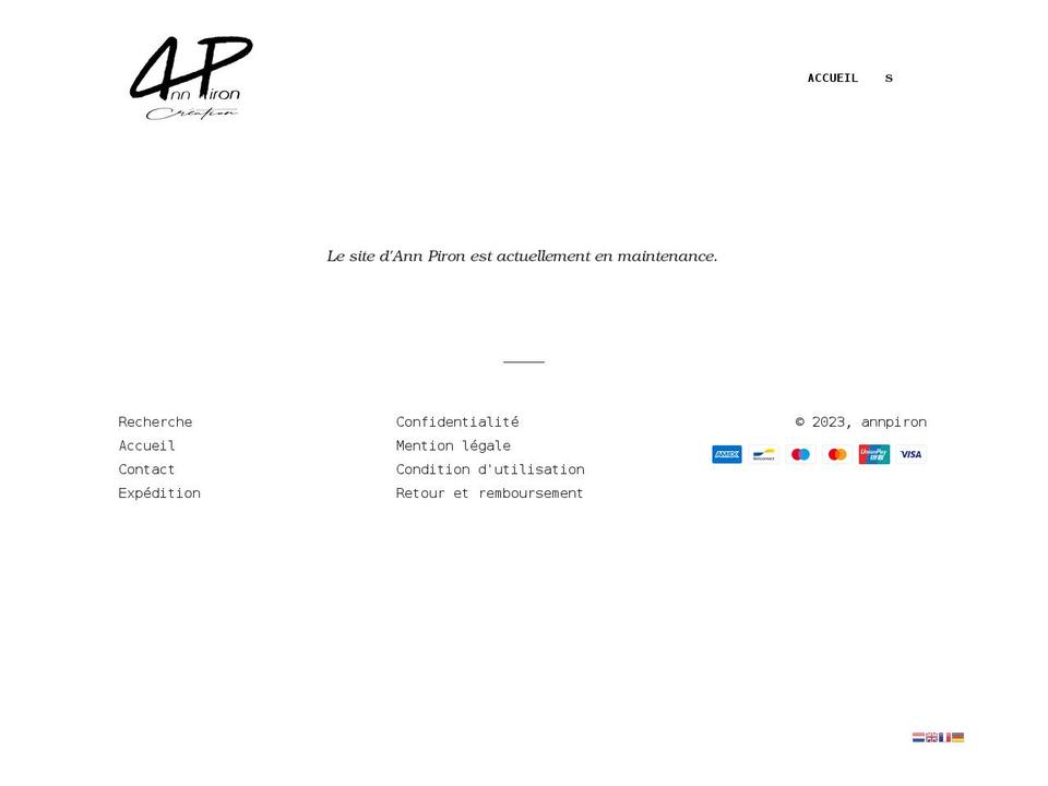 annpiron.com shopify website screenshot