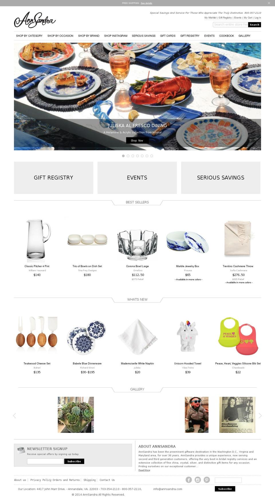 annsandra.com shopify website screenshot