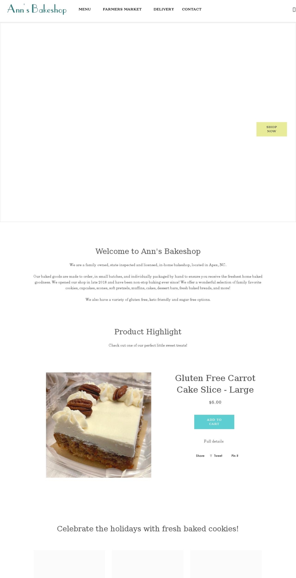annsbakeshop.com shopify website screenshot