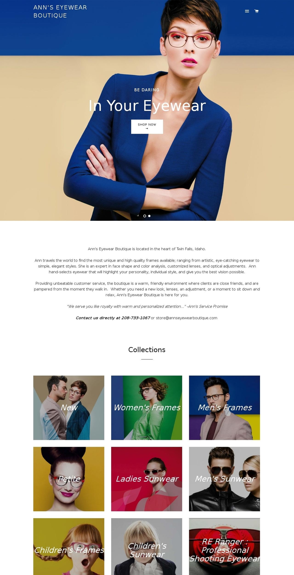 annseyewearboutique.com shopify website screenshot