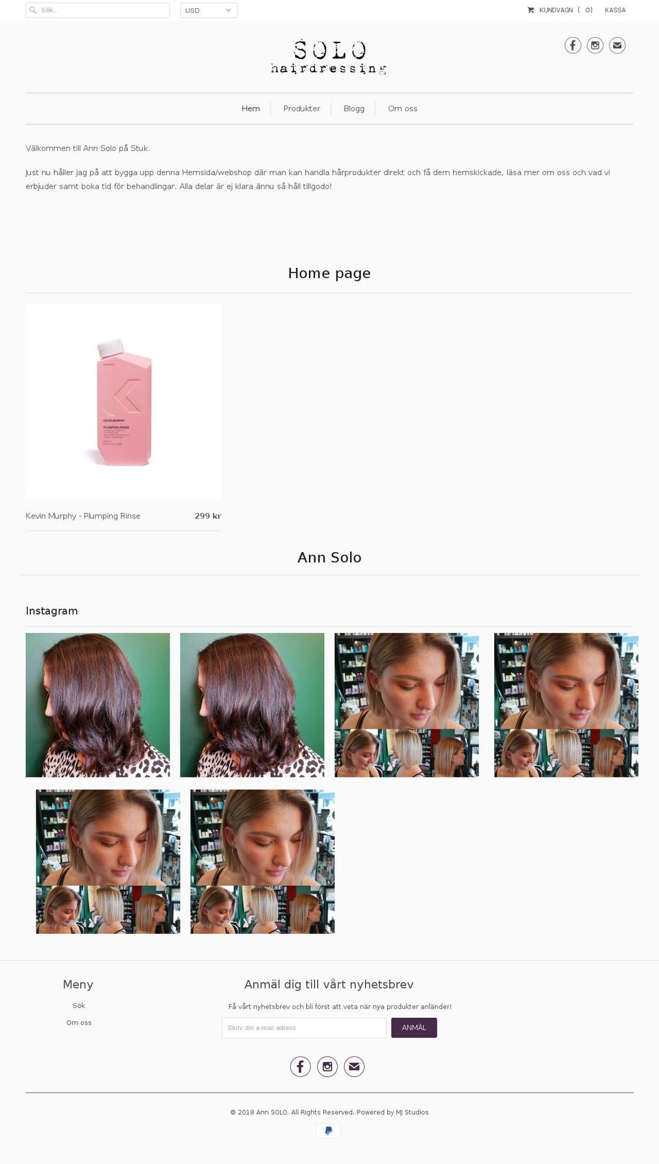 annsolo.com — Shopify storefront screenshot