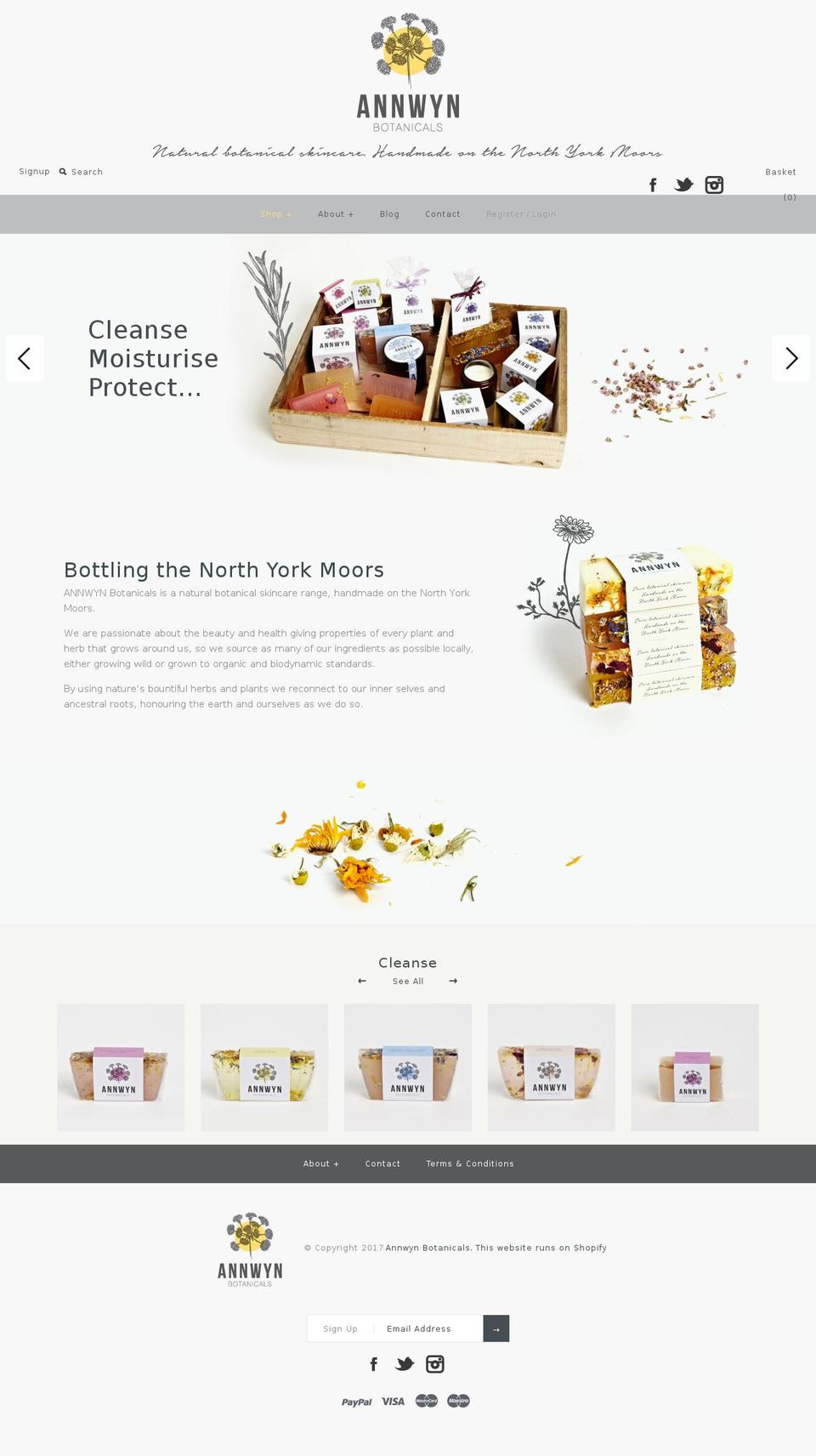 annwynbotanicals.com shopify website screenshot