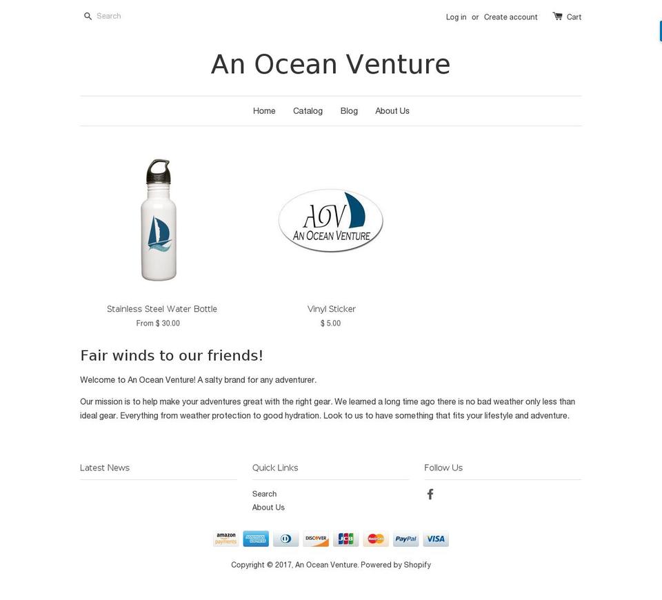 anoceanventure.com shopify website screenshot
