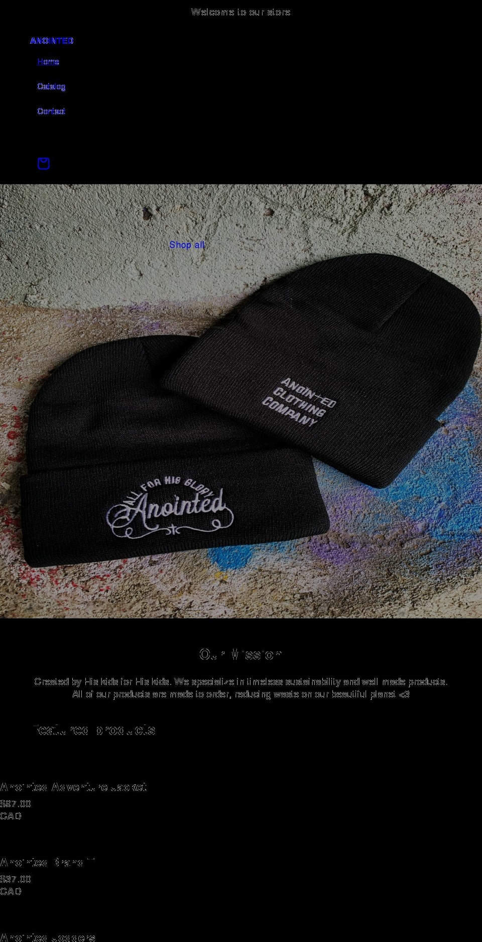 anointed.ca shopify website screenshot