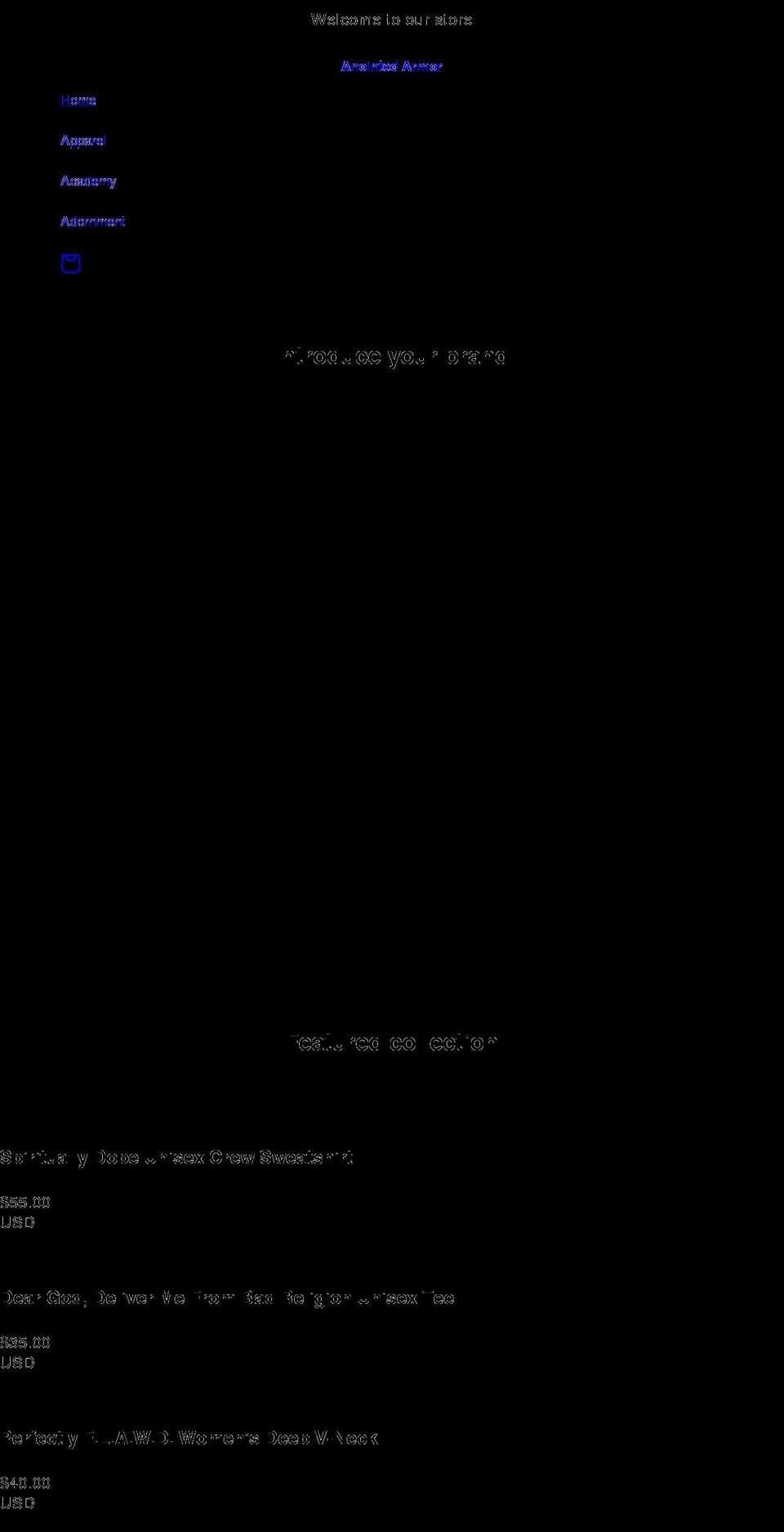anointedarmor.com shopify website screenshot