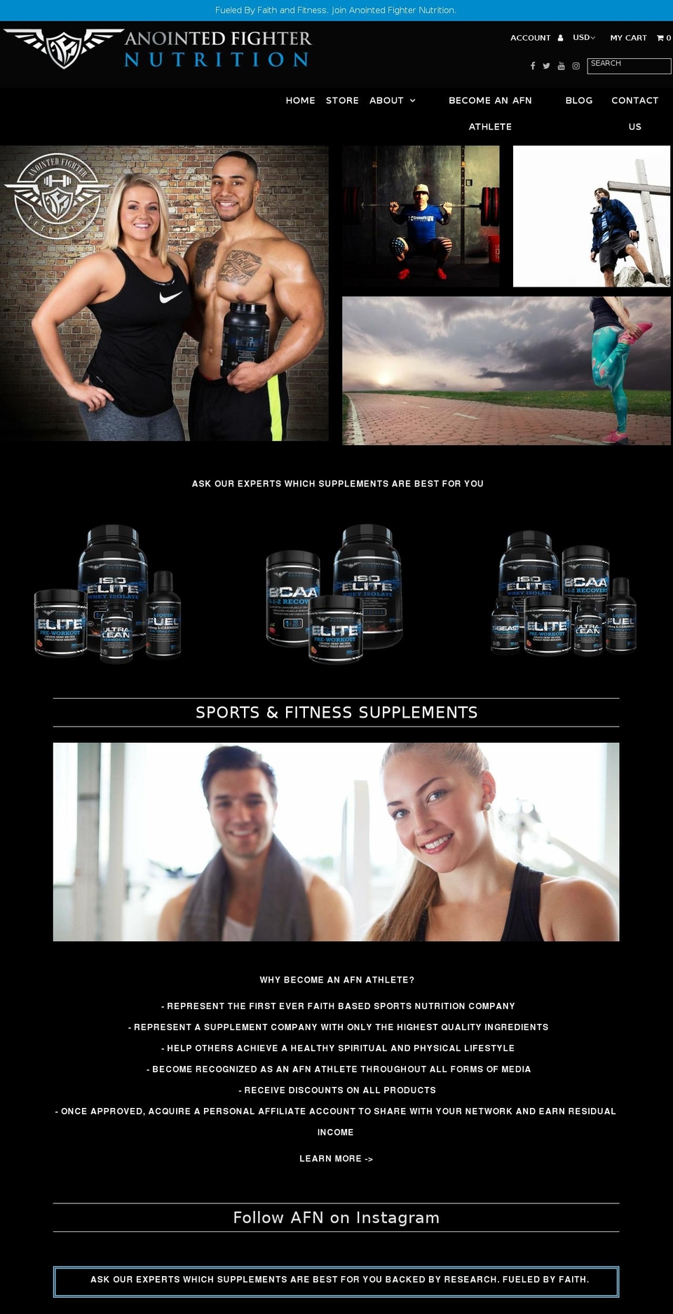 anointedfighternutrition.com — Shopify storefront screenshot