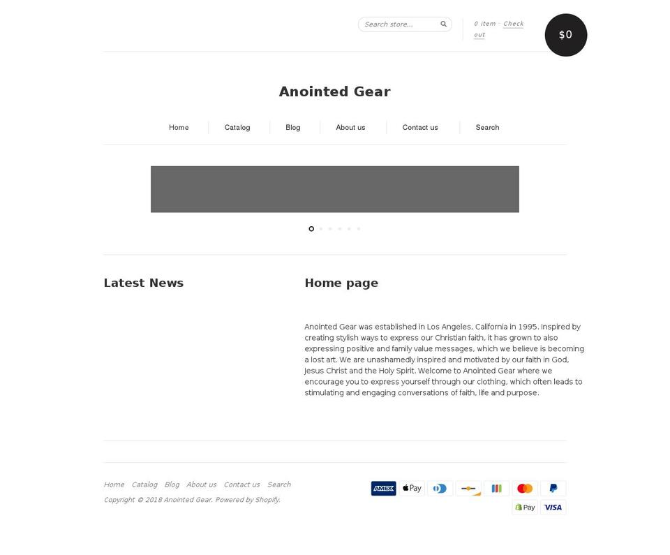 anointedgear.com shopify website screenshot