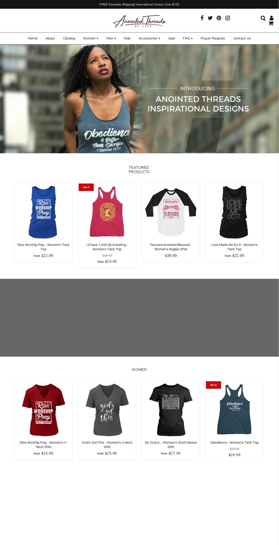anointedthreadsbylisa.com — Shopify storefront screenshot