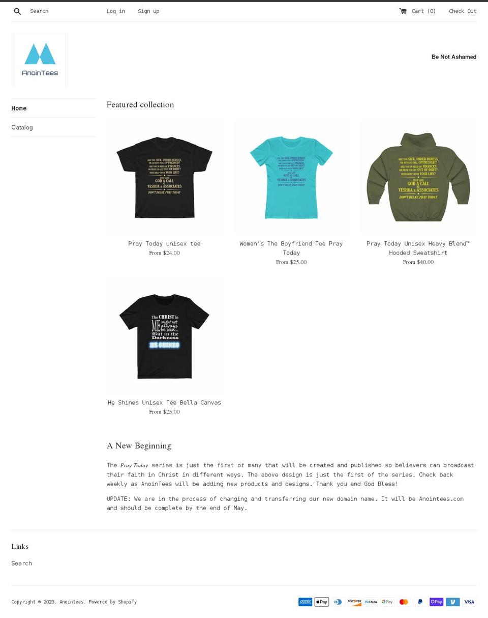 anointees.com shopify website screenshot