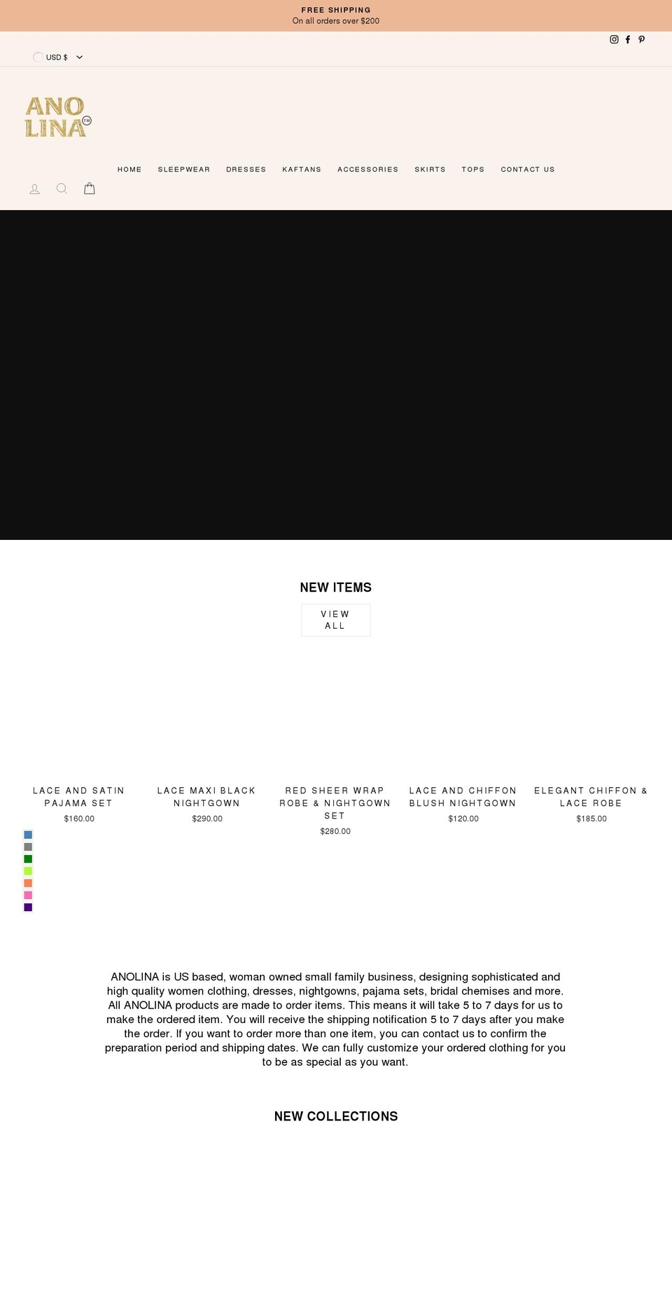 anolina.com shopify website screenshot