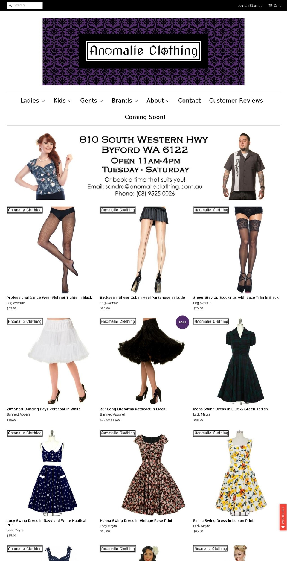 anomalieclothing.com shopify website screenshot
