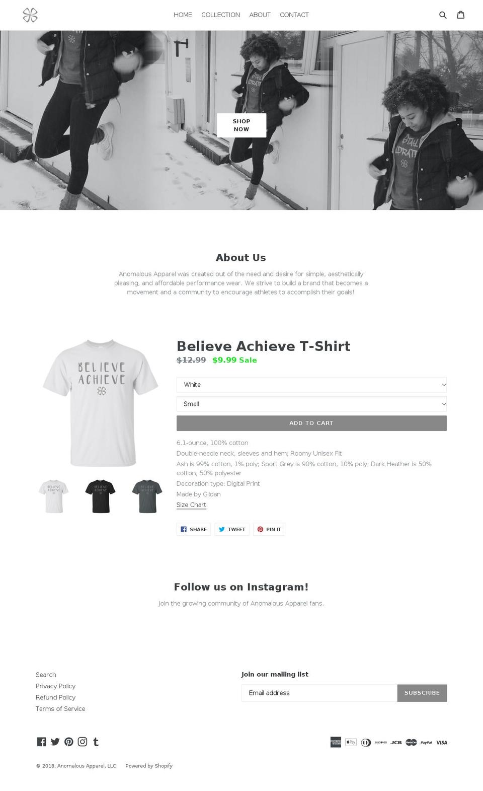 anomalousapparel.com — Shopify storefront screenshot