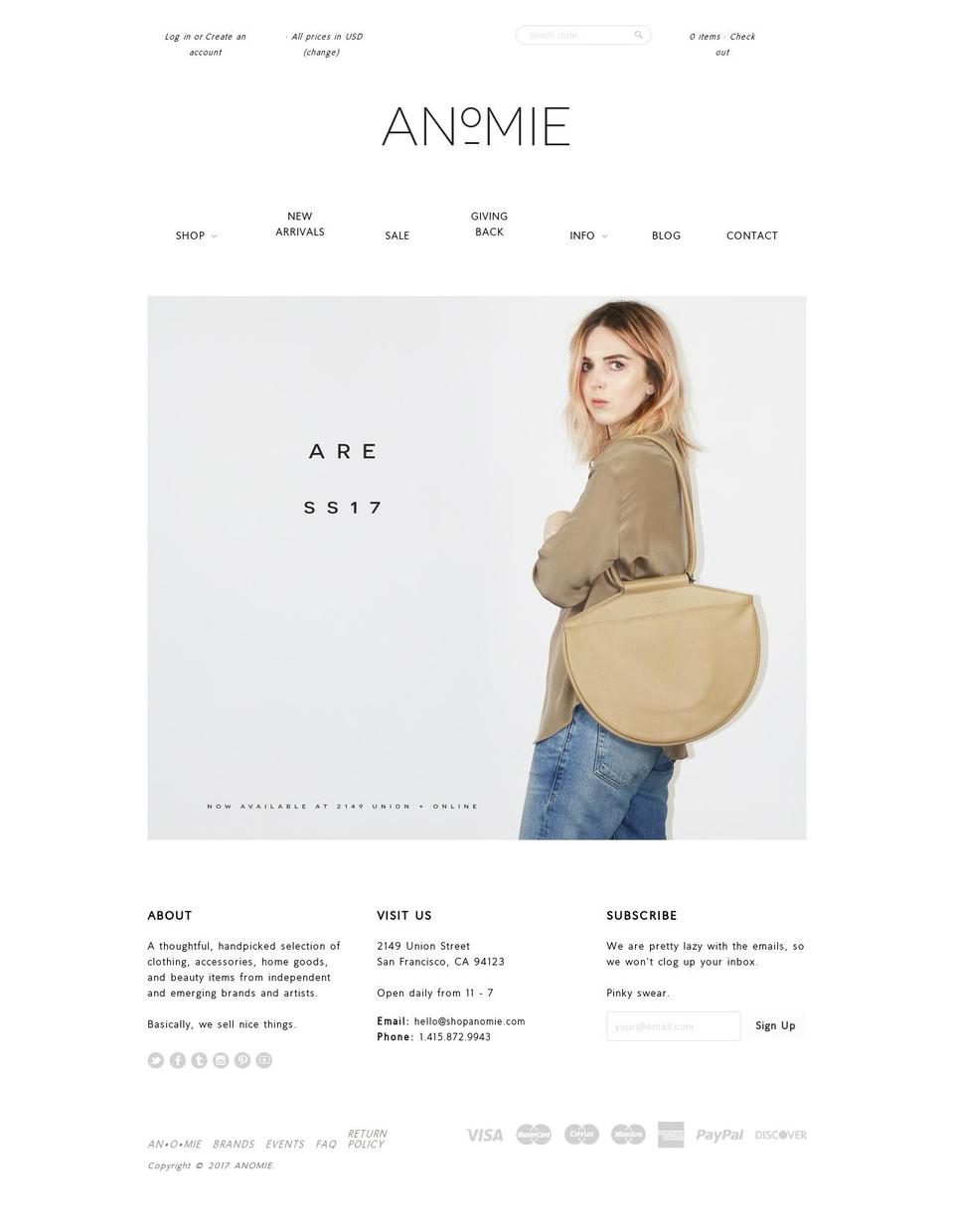 Copy of anomie LLC main theme Shopify theme site example anomiesf.com