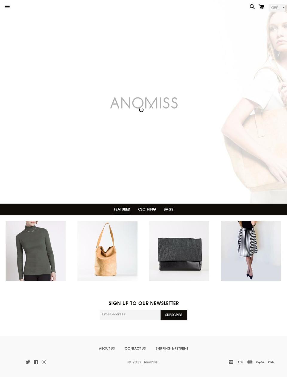 anomiss.com shopify website screenshot