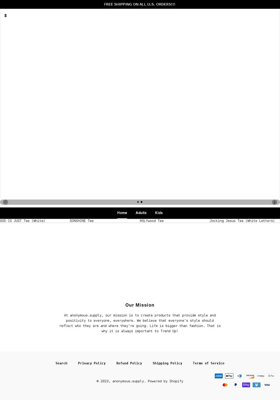 anonymous.supply shopify website screenshot