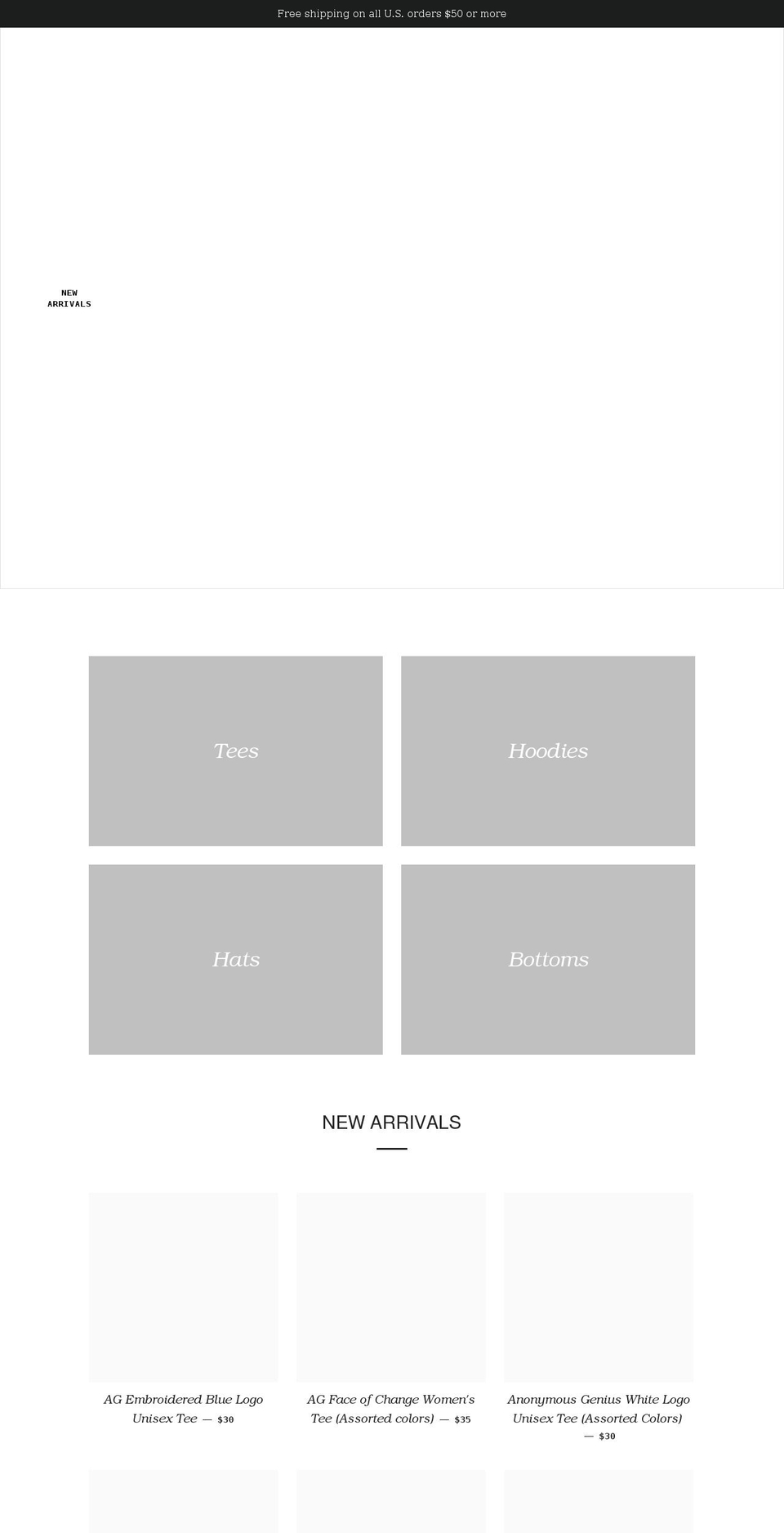 anonymousgenius.com shopify website screenshot