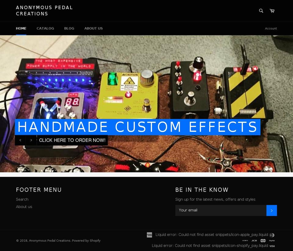 anonymouspedalcreations.com shopify website screenshot