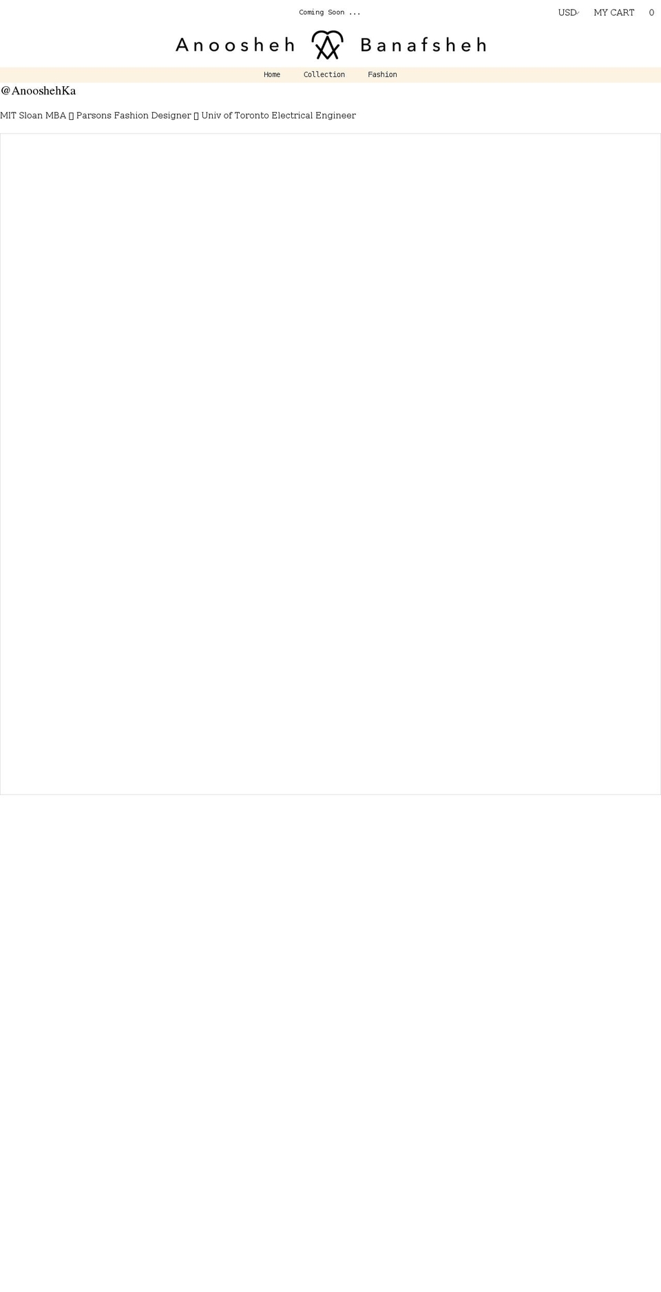 anooshehbanafsheh.com shopify website screenshot