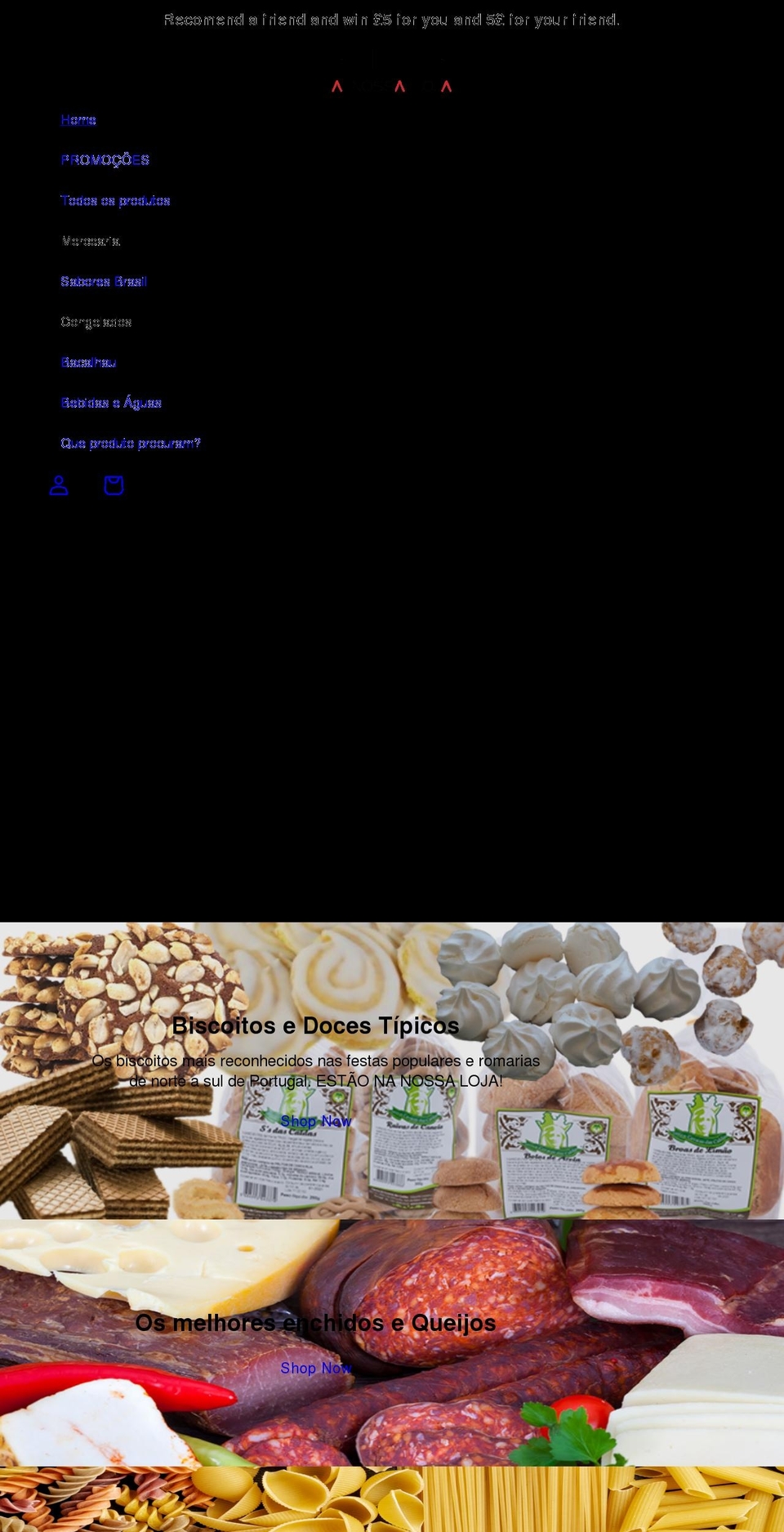 anossaloja.co.uk shopify website screenshot