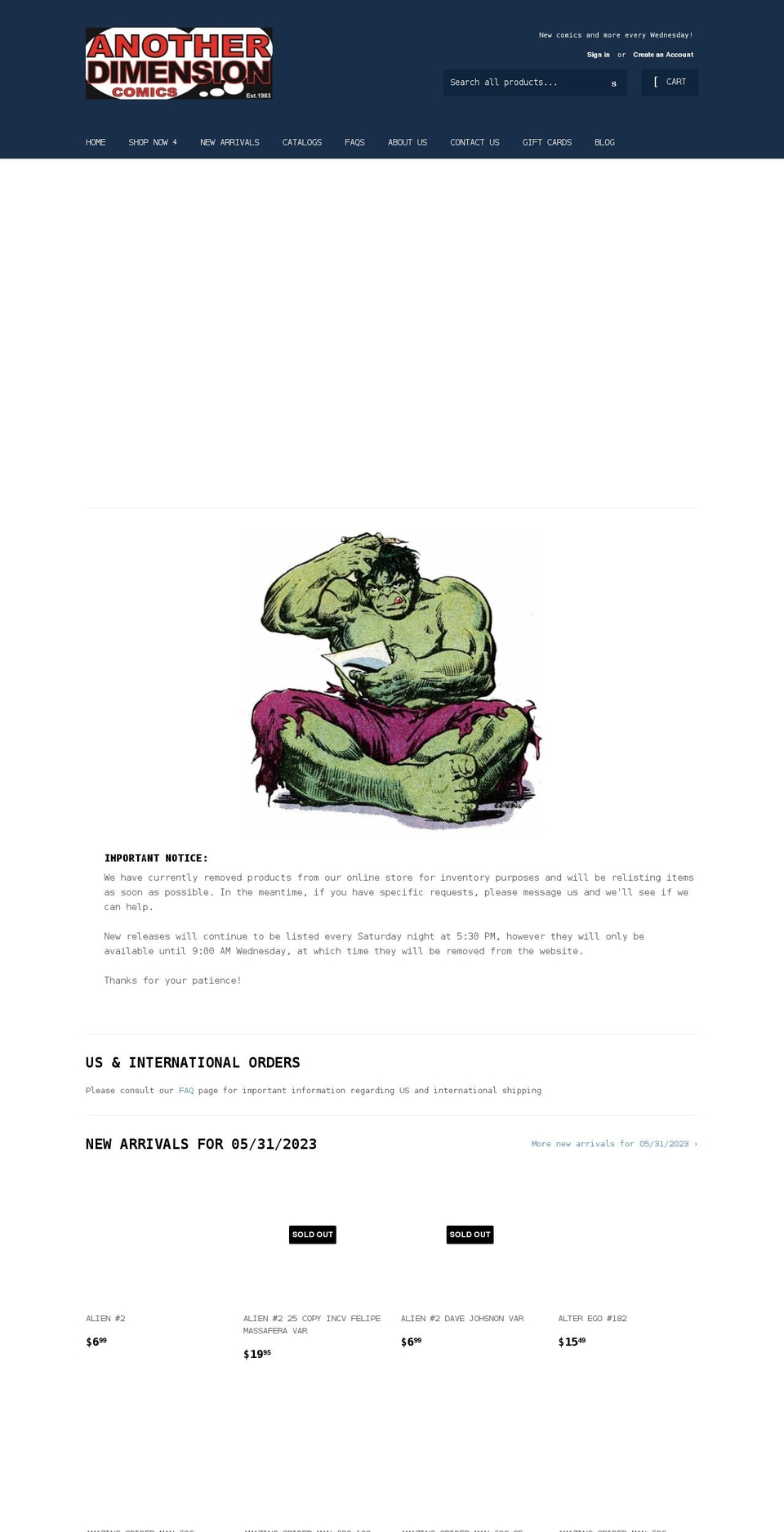 another-dimension.com shopify website screenshot