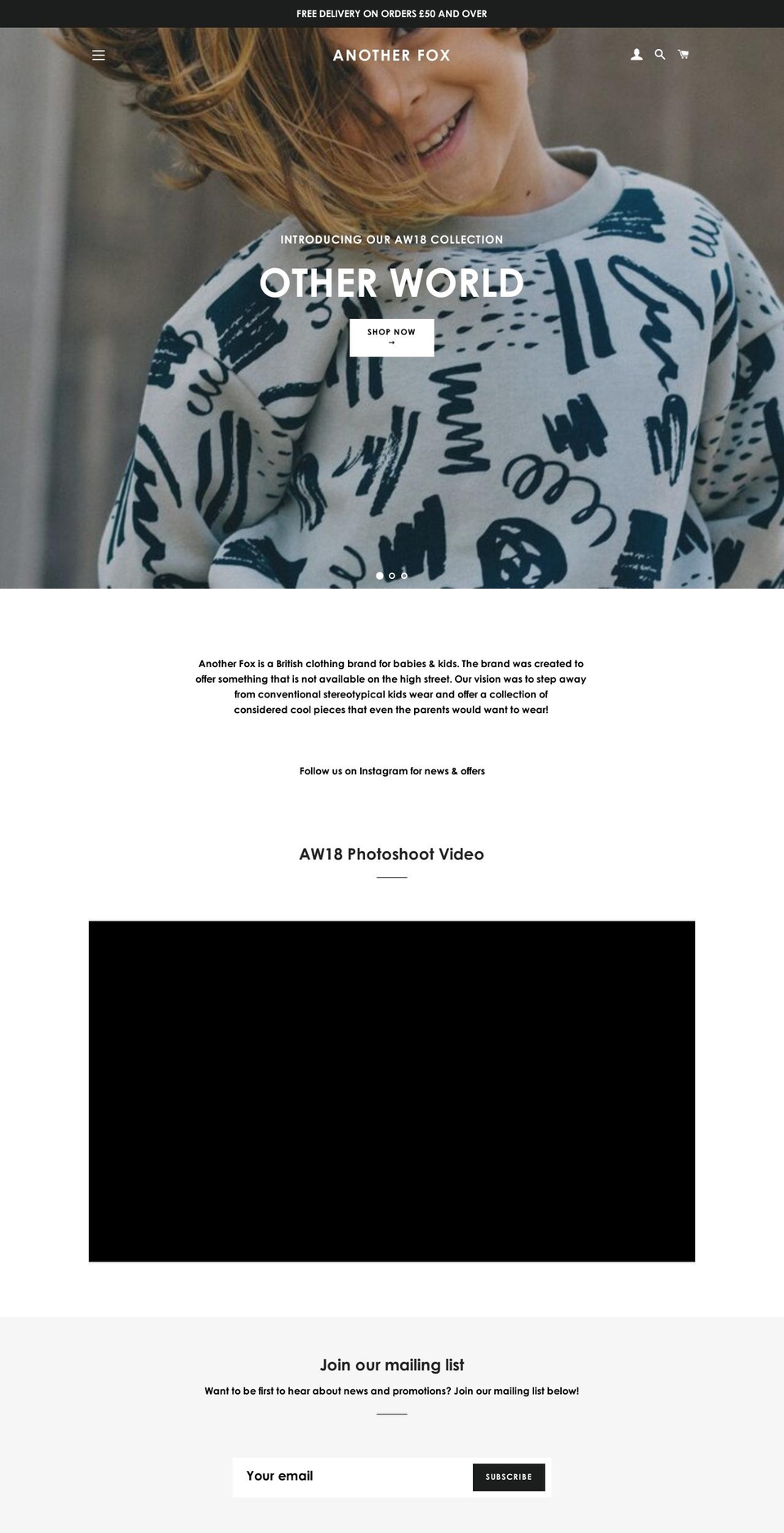 anotherfox.com shopify website screenshot
