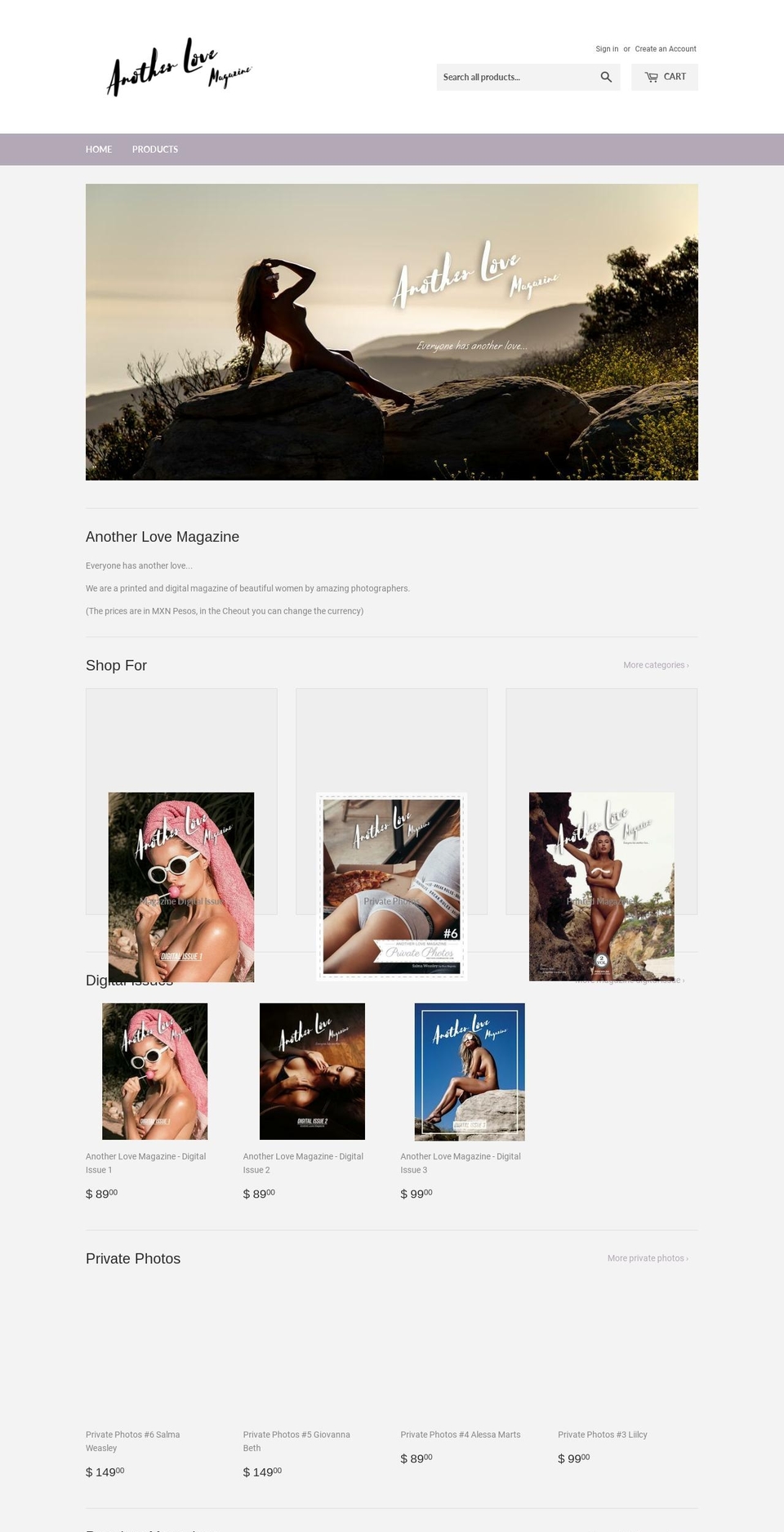 anotherlovemagazine-store.com shopify website screenshot