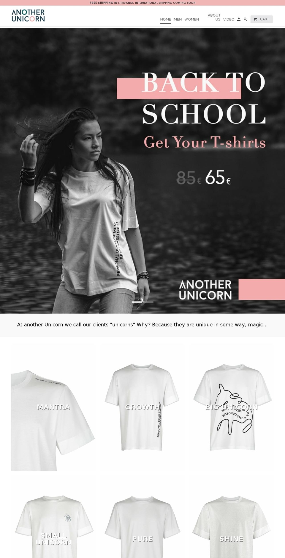 Live Version Shopify theme site example anotherunicorn.com