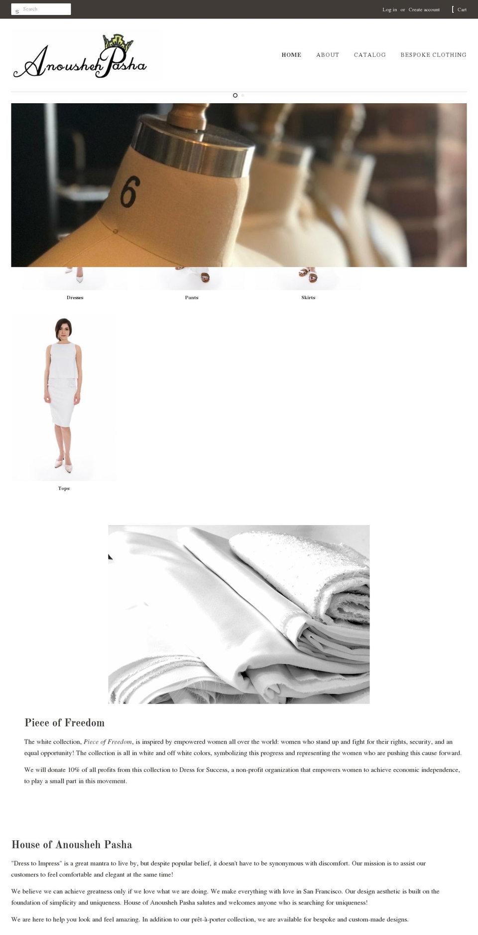 anoushehpasha.com shopify website screenshot