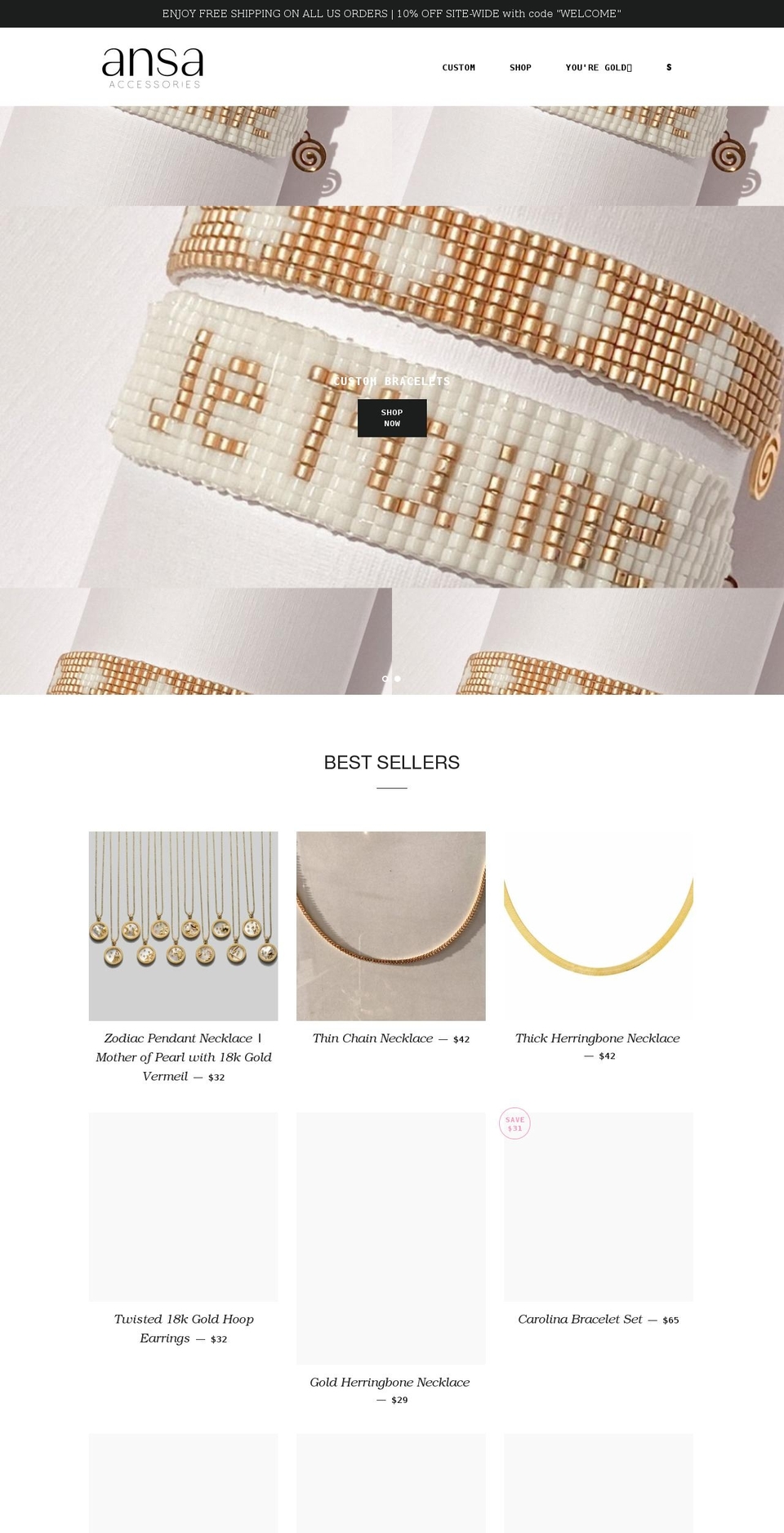ansaaccessories.com shopify website screenshot