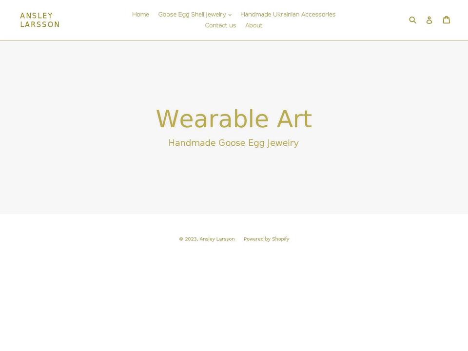 ansleylarsson.com shopify website screenshot