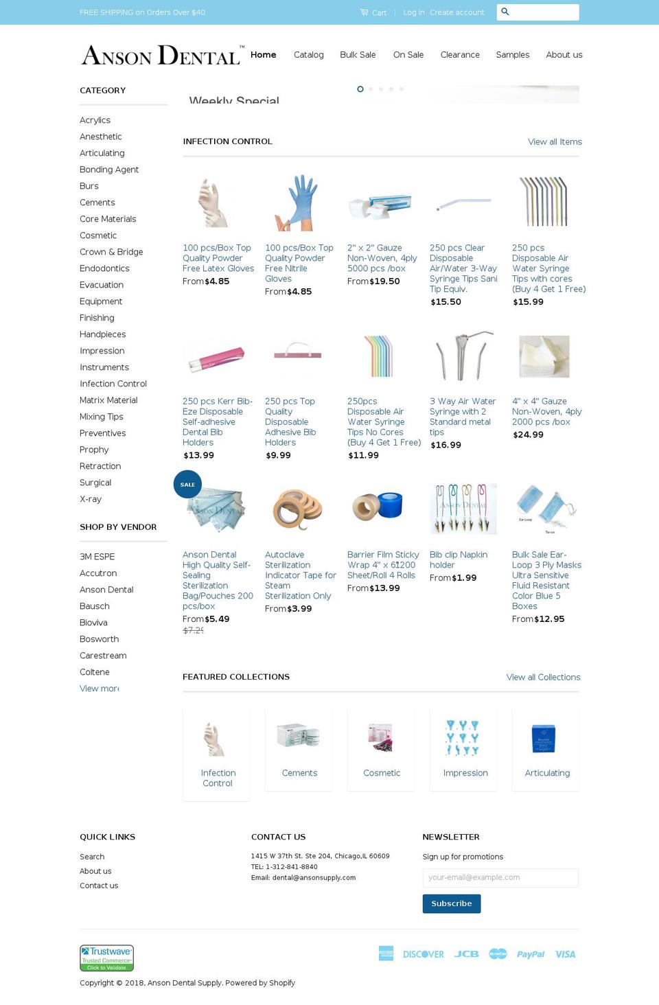 ansondental.com shopify website screenshot