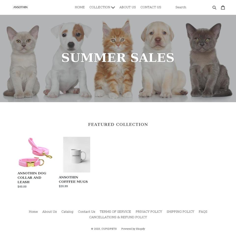 ansothin.com shopify website screenshot
