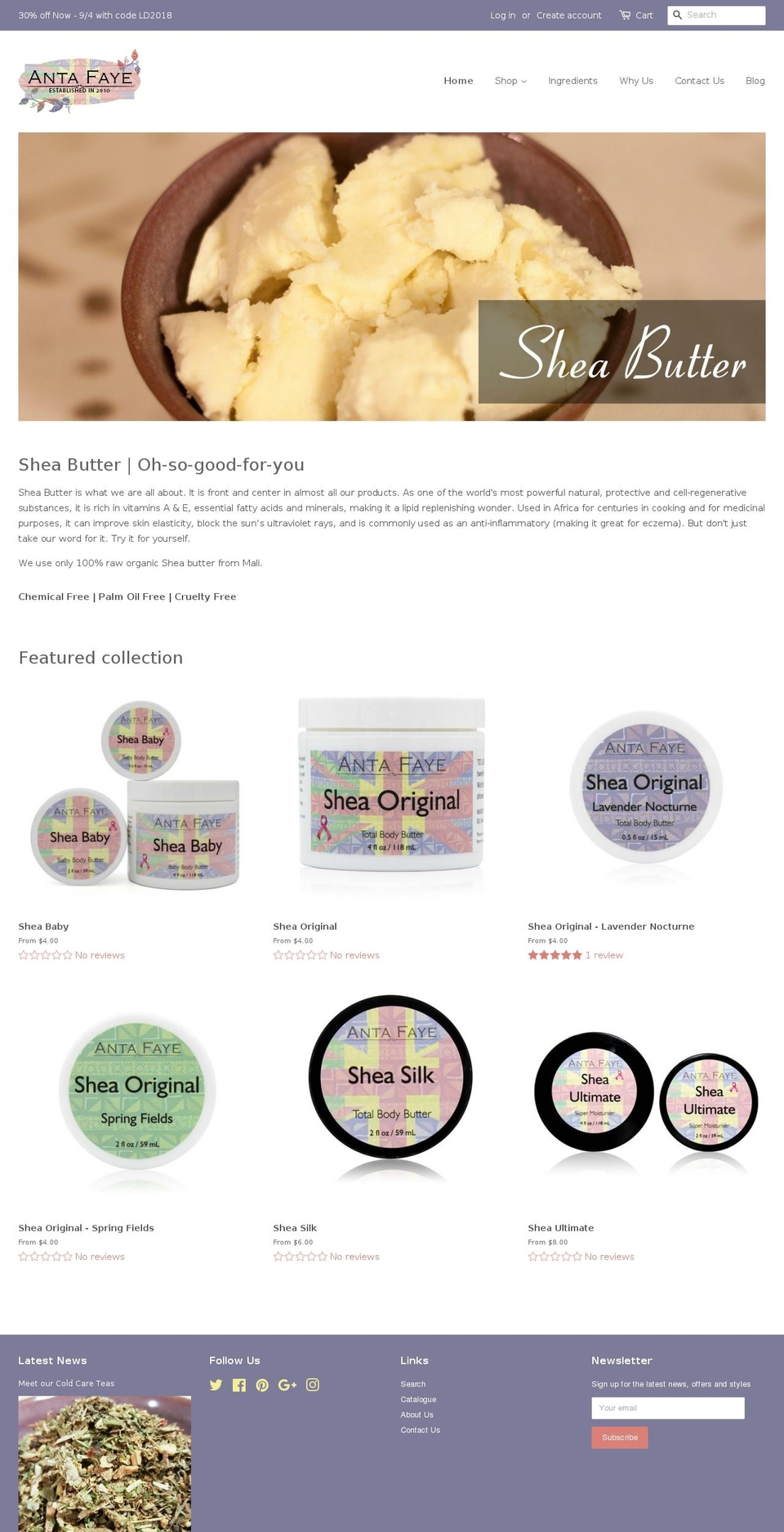 antafaye.com — Shopify storefront screenshot