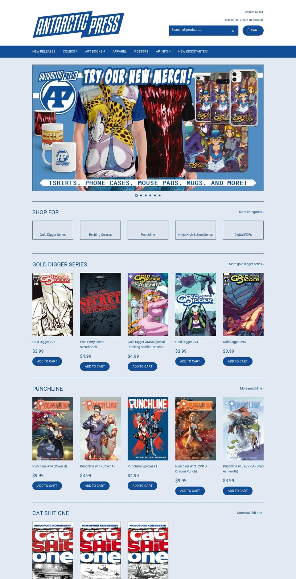 antarctic-press.myshopify.com shopify website screenshot
