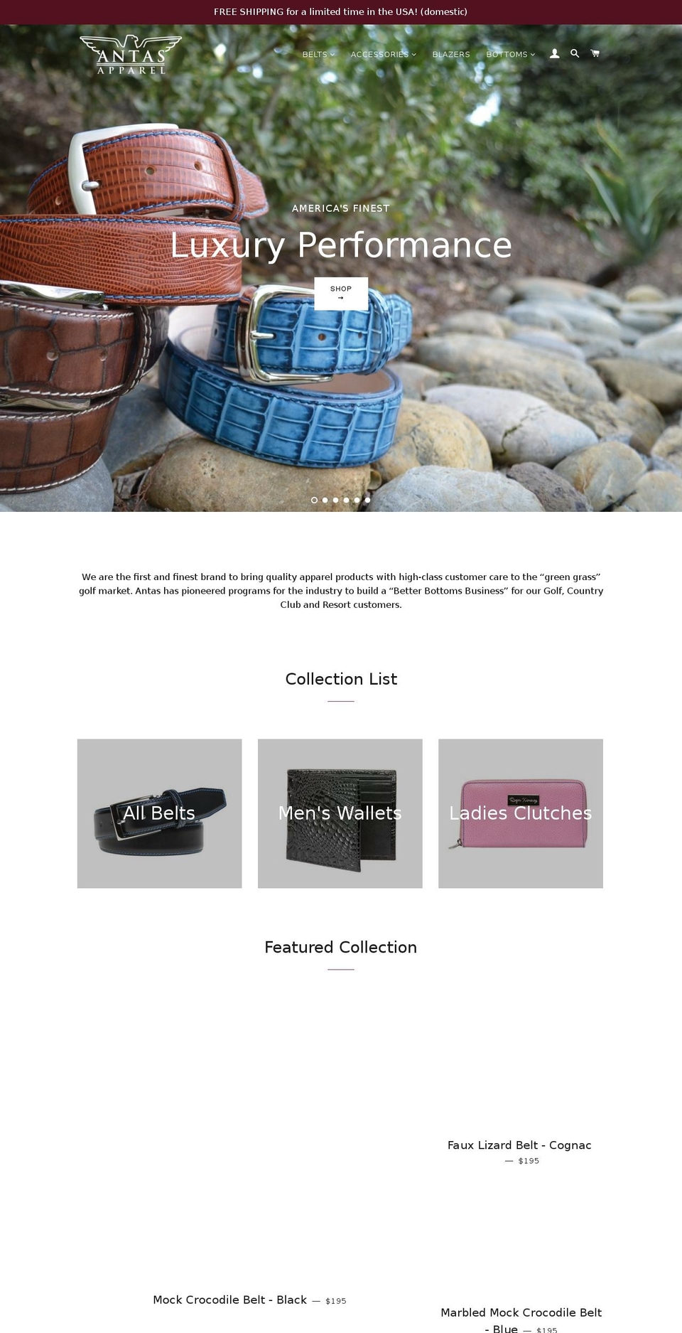 antasapparel.com — Shopify storefront screenshot