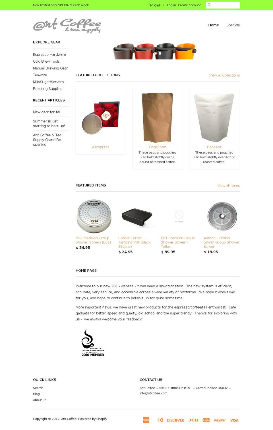 antcoffee.com shopify website screenshot
