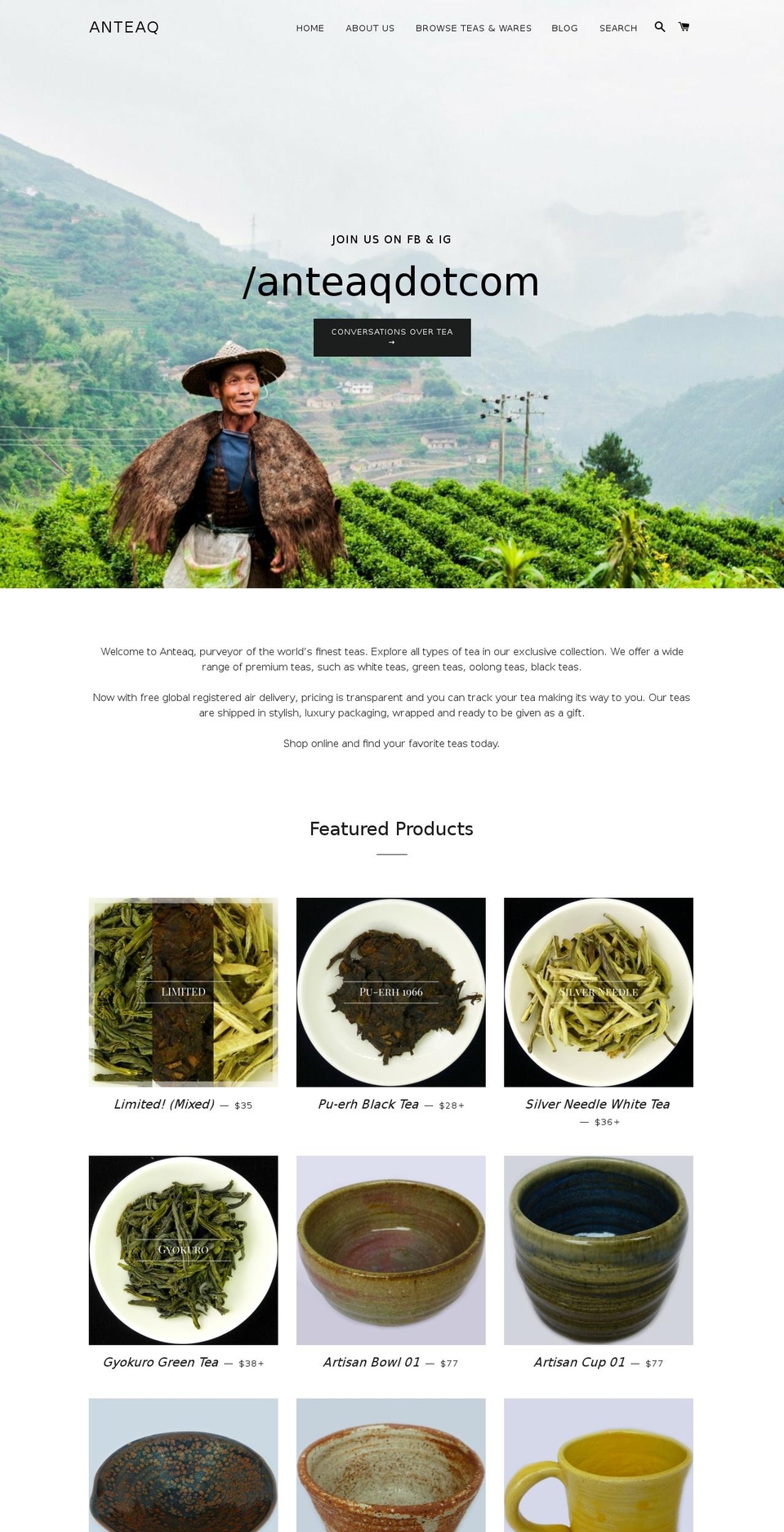 anteaq.com — Shopify storefront screenshot