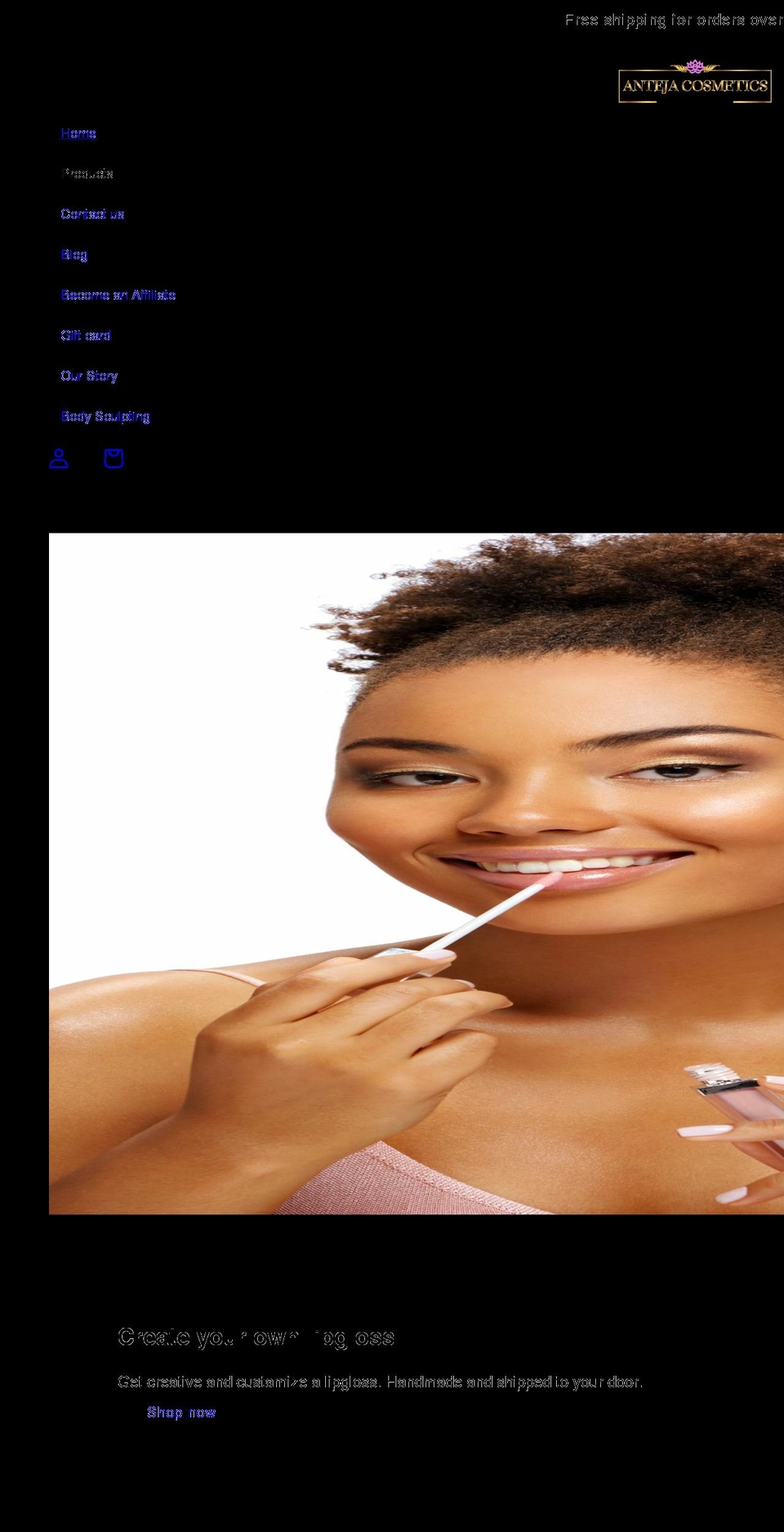 antejacosmetics.com shopify website screenshot