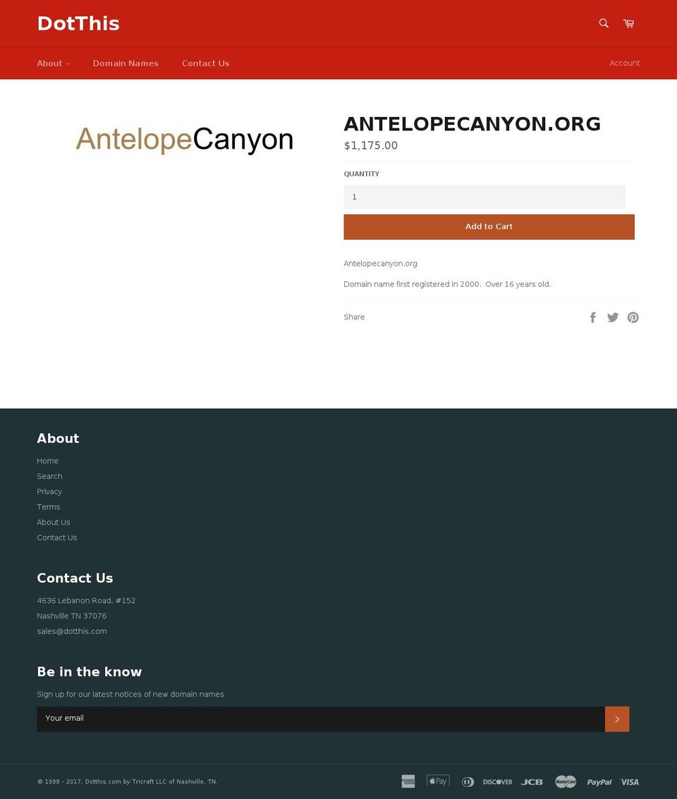 antelopecanyon.org shopify website screenshot