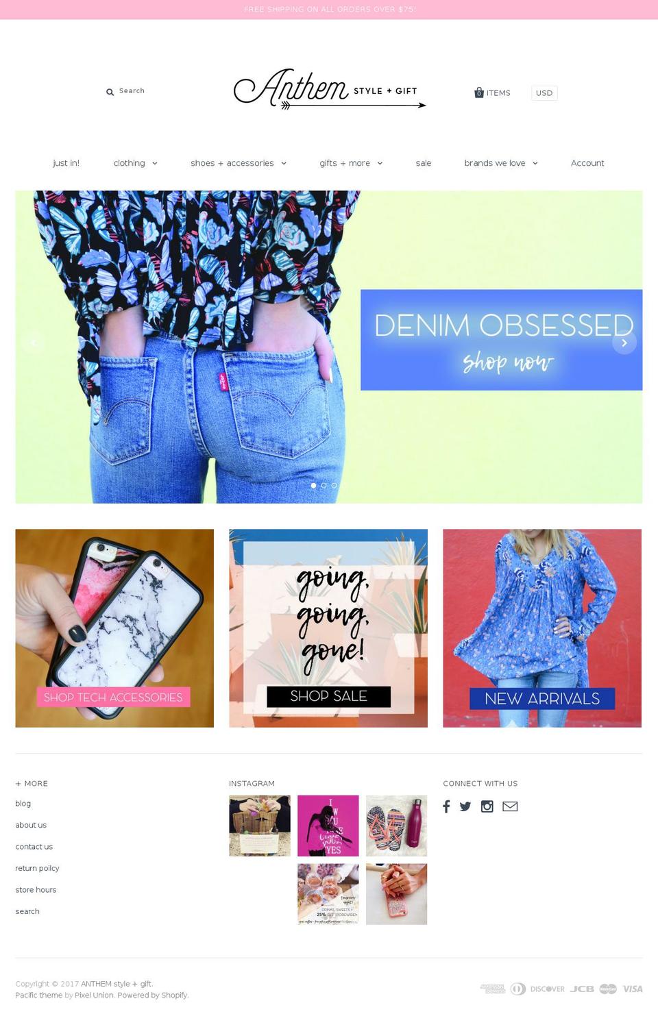 anthem-shop.com shopify website screenshot