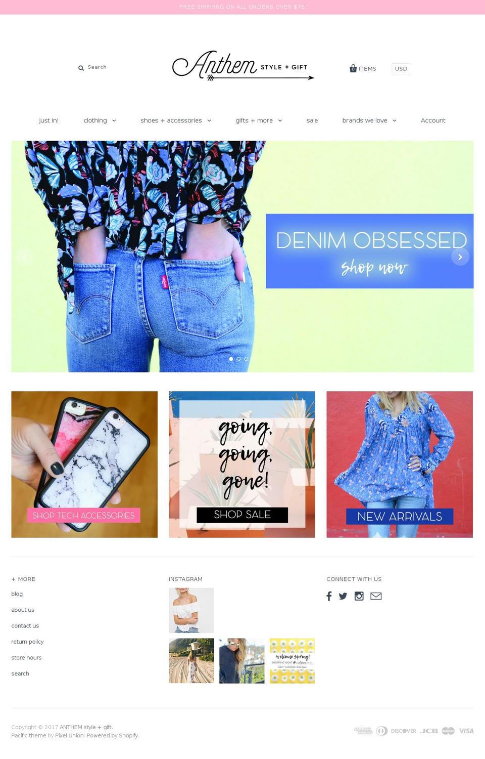 anthemstylegift.com shopify website screenshot