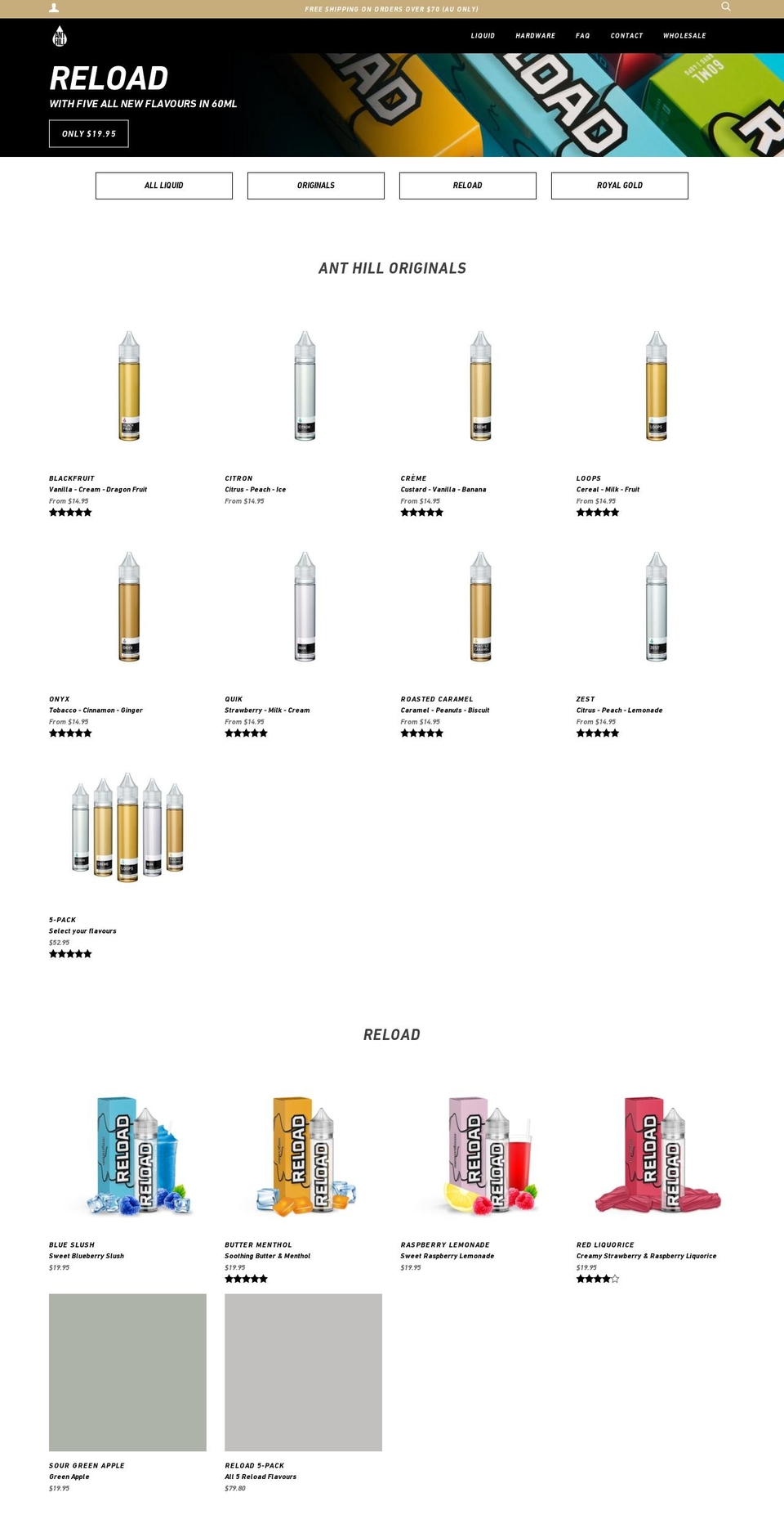 anthillvapour.com.au shopify website screenshot
