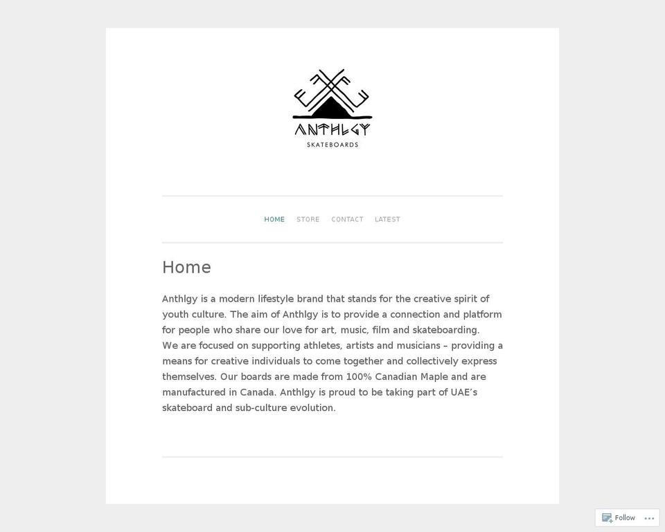 anthlgy.com — Shopify storefront screenshot